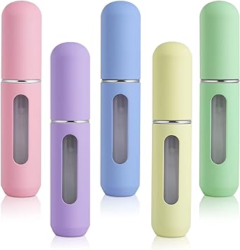 5pcs Refillable Perfume Bottle, Upgraded Atomizer Sprayer for Perfume, Mini Cologne Travel Bottle Refillable, Pocket Perfume Dispenser Fill from Bottom, Portable Perfume Refillable Bottle for Travel